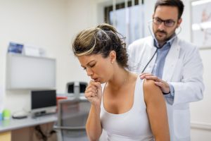 A woman at a doctor's appointment